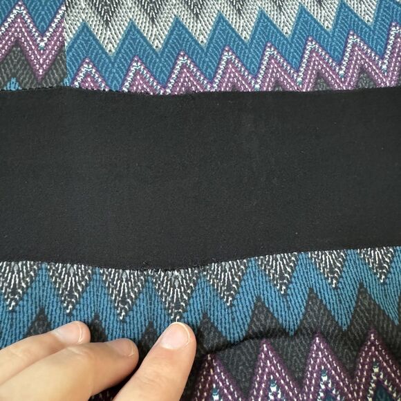 Purple Rain Dress Womens Medium Teal Chevron A-Line V-Neck Made USA 90s Vintage - Picture 6 of 10